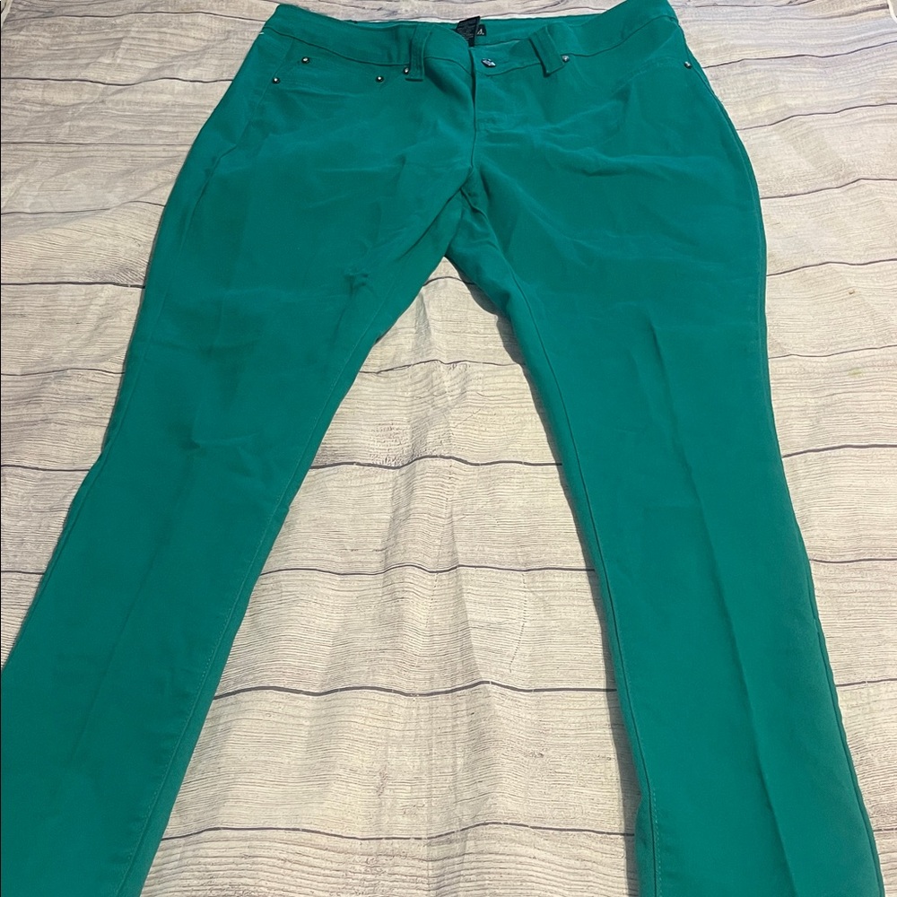 New Dots Women's Skinny Jeans in Teal 18 Curvy